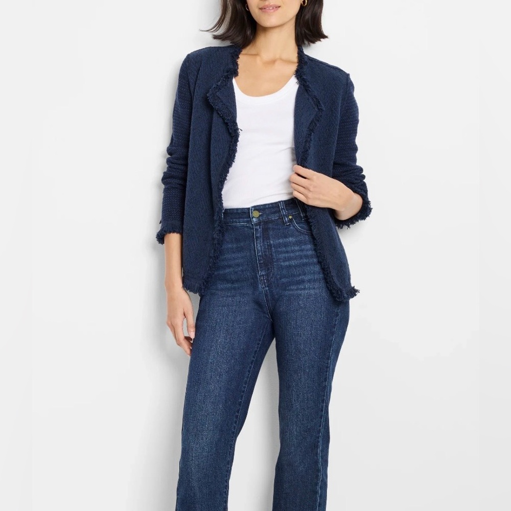Nic + Zoe Sz 2X NWT Navy Fringe Jacket - Picture 3 of 7